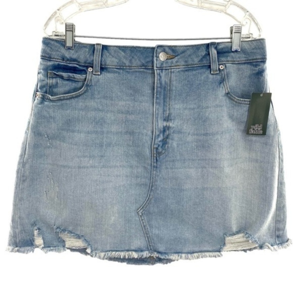 Wild Fable Womens Denim Jean Mini Skirt High Rise Distressed Stretch New